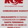 Comunicado de desligamento programado de energia