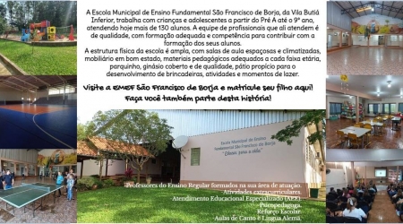 Abertas Matrículas e Rematrículas na Escola São Francisco de Borja