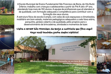 Abertas Matrículas e Rematrículas na Escola São Francisco de Borja